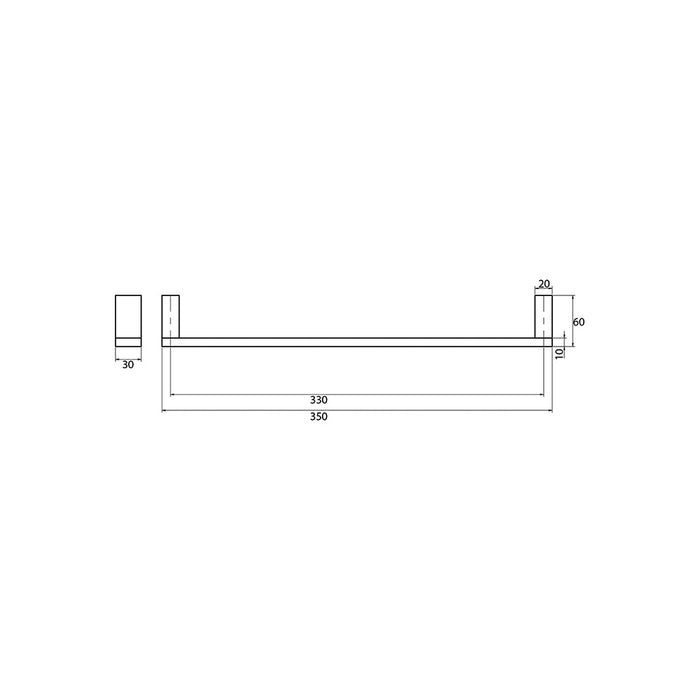 Quadro Single Towel Rail 350mm