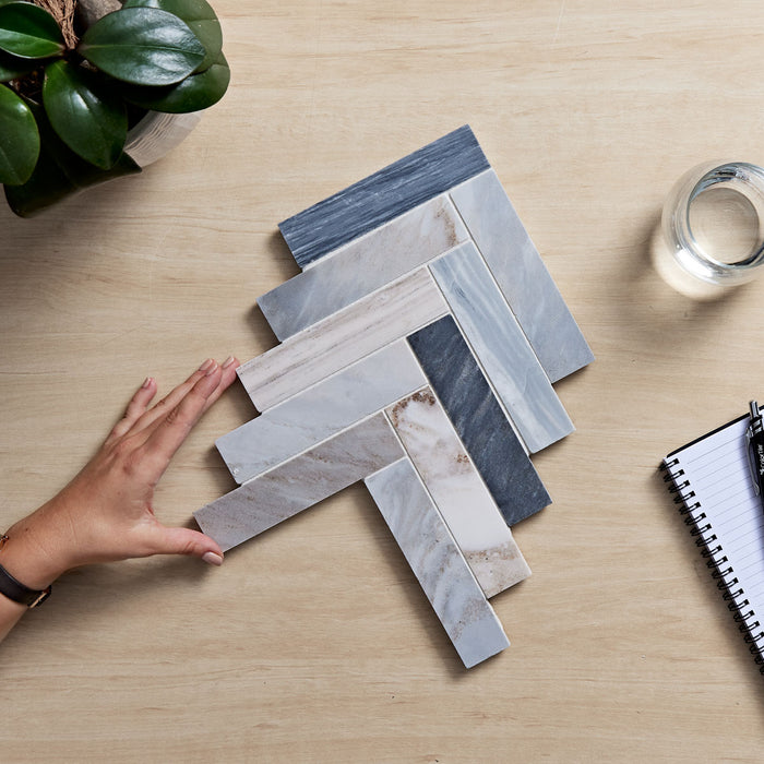 Eterna Herringbone Blue Sandstone