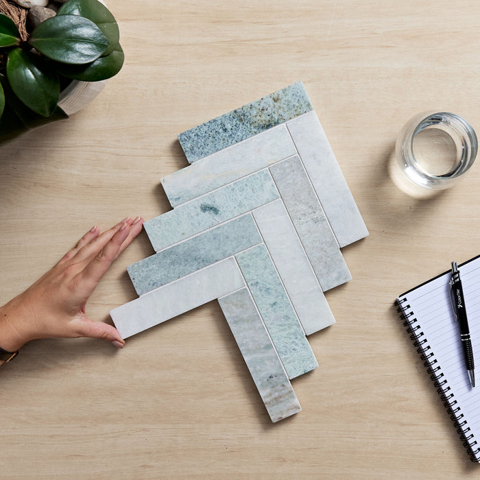 Eterna Mint Herringbone Mosaic