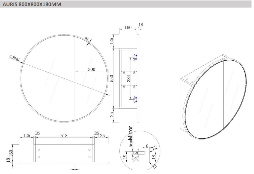 Auris Round Shaving Cabinet