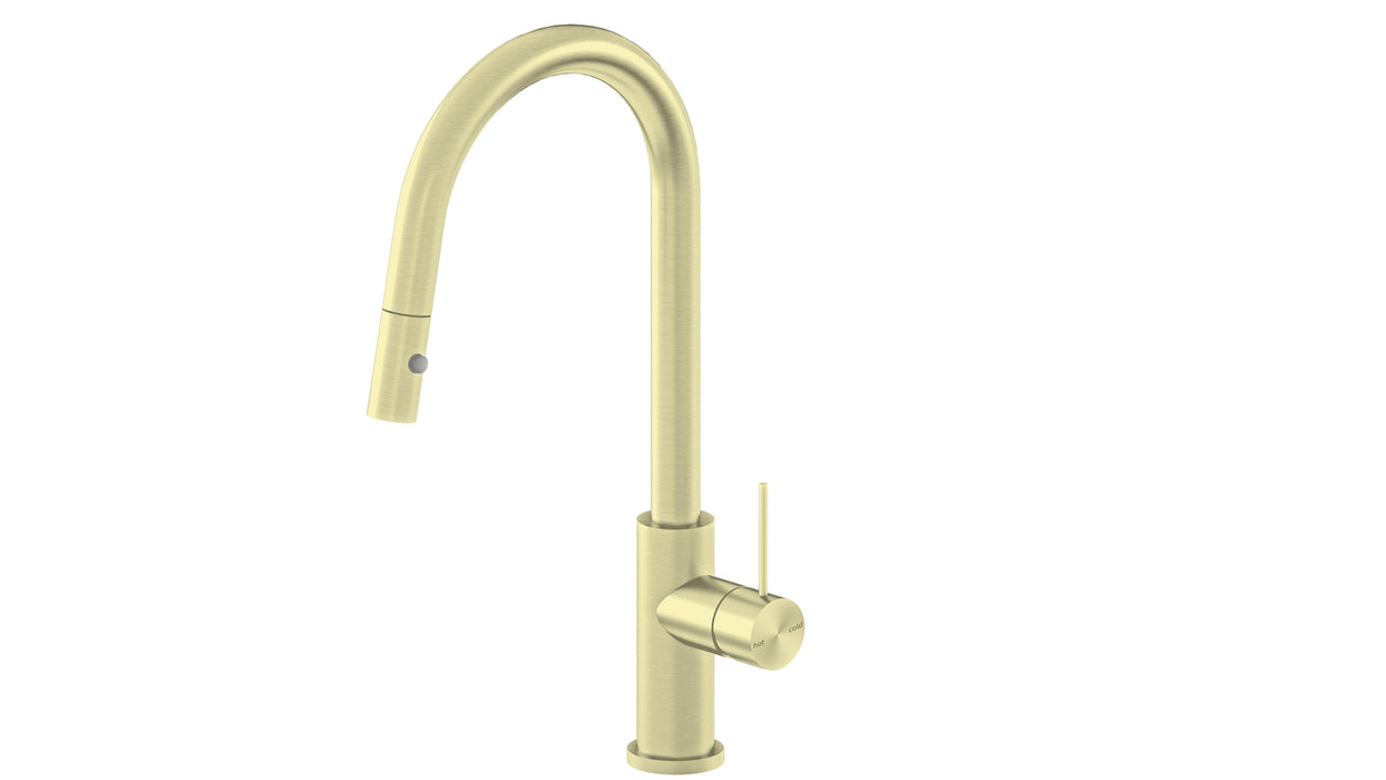 Nero Mecca Pull Out Sink Mixer With Vegie Spray Function Brushed Gold