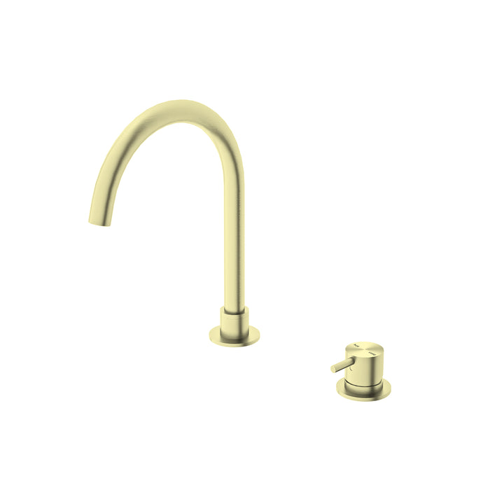 Nero Mecca Hob Basin Mixer & Round Spout Brushed Gold