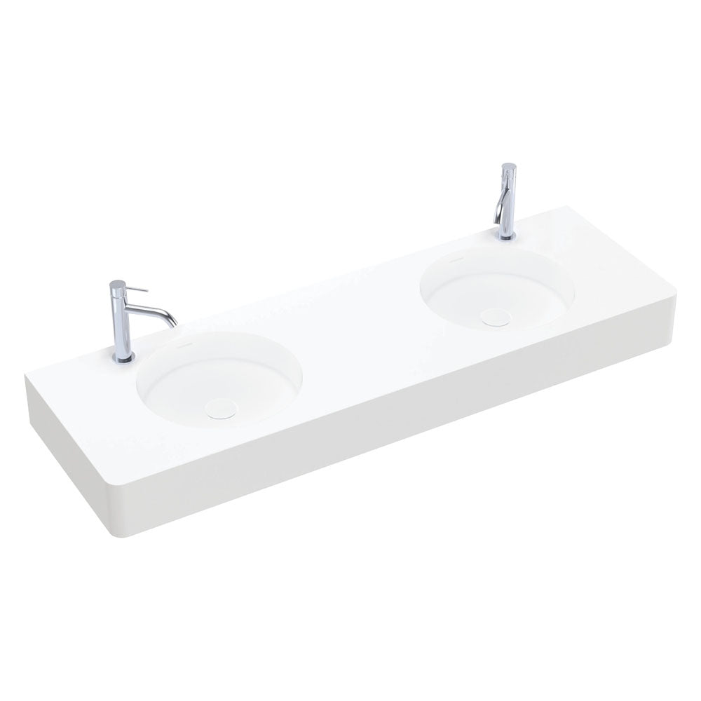 Encanto 1400 Solid Surface Wall Basin, Double Bowl, — Tile House