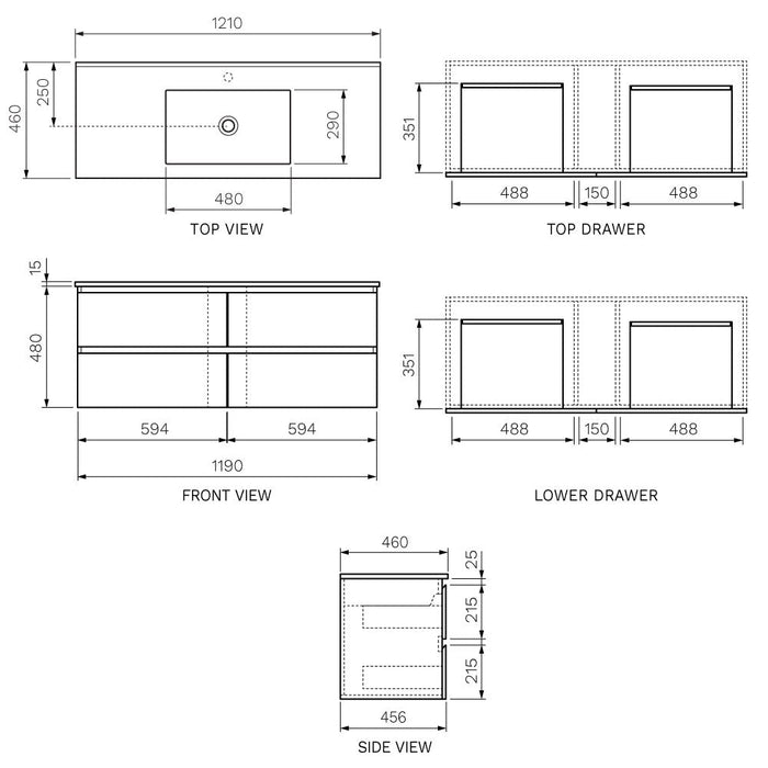 Evo Wall Cabinet with Ceramic Top