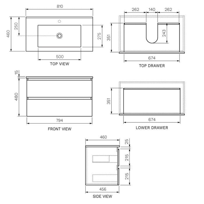 Evo Wall Cabinet with Ceramic Top