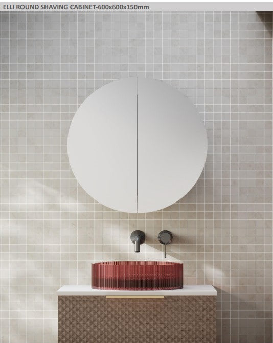 Elli Round Shaving Cabinet 600x600x150mm