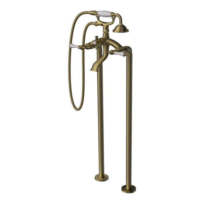 Hermitage Bath Filler with Hand Shower (White Ceramic Lever)