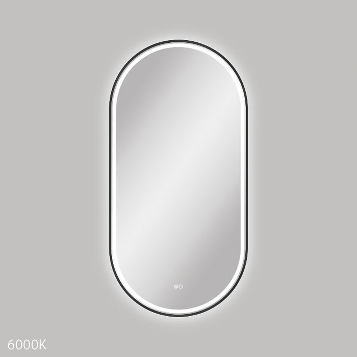 Empire LED Matt White/Black | Urban Brass Framed Mirror, 600 x 1200mm