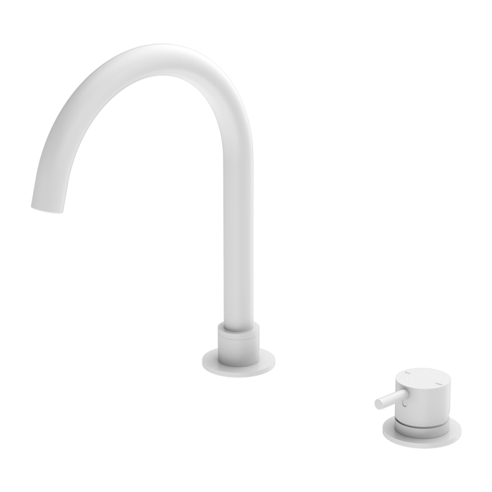 Nero Mecca Hob Basin Mixer & Round Spout Matte White