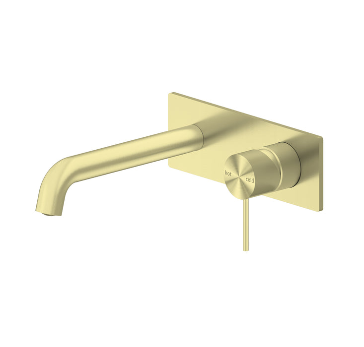 Nero Mecca Wall Basin Mixer 160mm Spout Brushed Gold