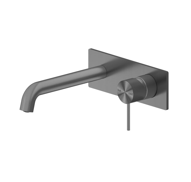 Nero Mecca Wall Basin Mixer 185mm Spout Gun Metal