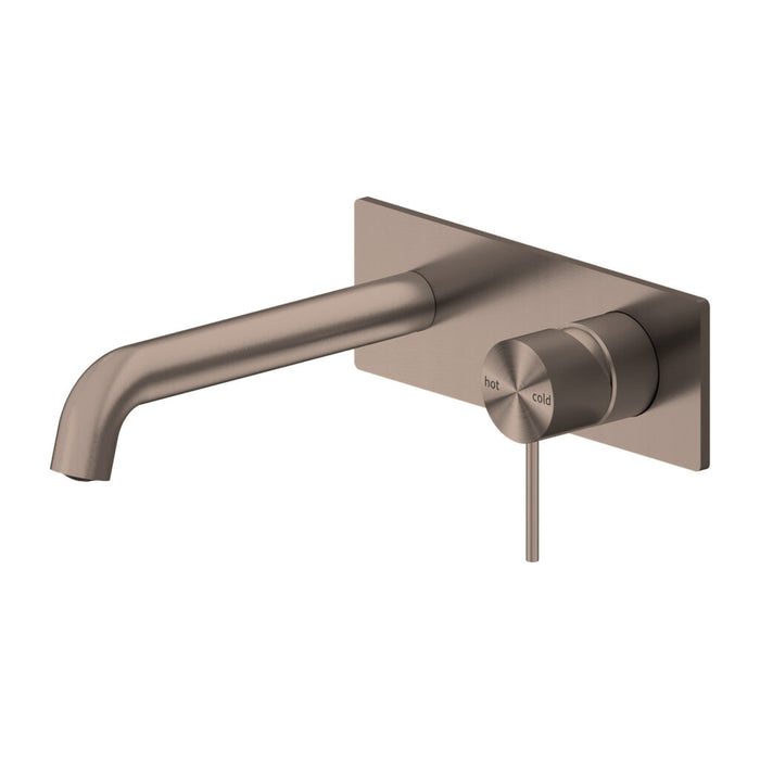 Nero Mecca Wall Basin Mixer 160mm Spout Brushed Bronze