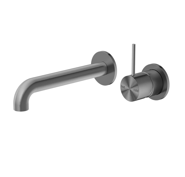 Nero Mecca Wall Basin Mixer Handle Up (Seperate Back Plate) Gun Metal Grey