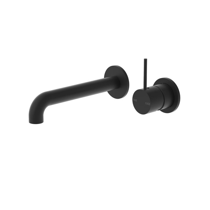 Nero Mecca Wall Basin Mixer 185mm Handle Up (Seperate Back Plate) Matte Black