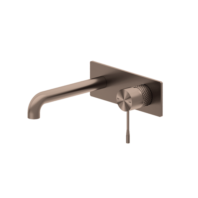 Nero Opal Wall Basin Mixer Brushed Bronze 185mm