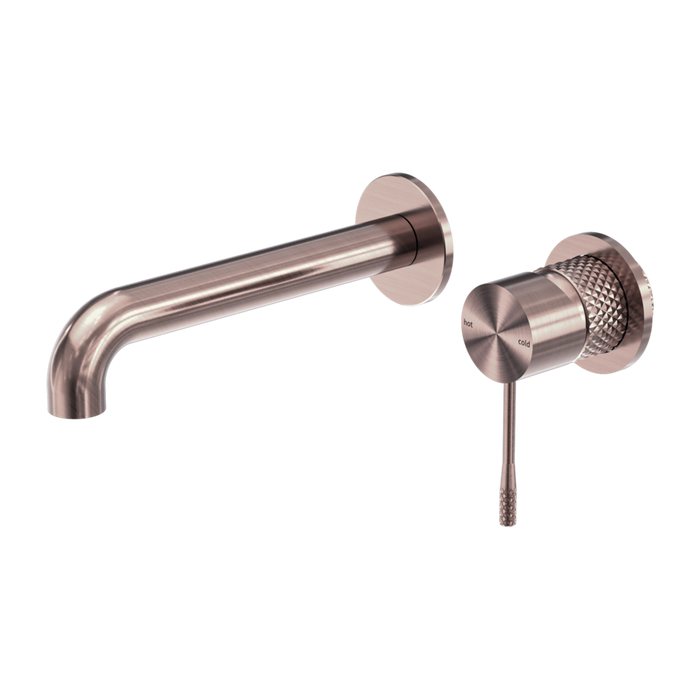 Nero Opal Wall Basin Mixer (Seperate Back Plate) Brushed Bronze 185mm