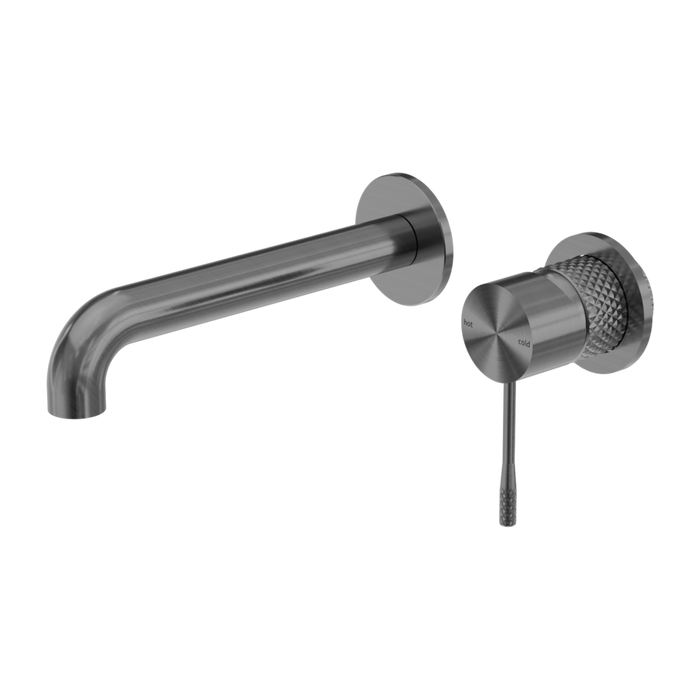 Nero Opal Wall Basin Mixer (Seperate Back Plate) Graphite 185mm