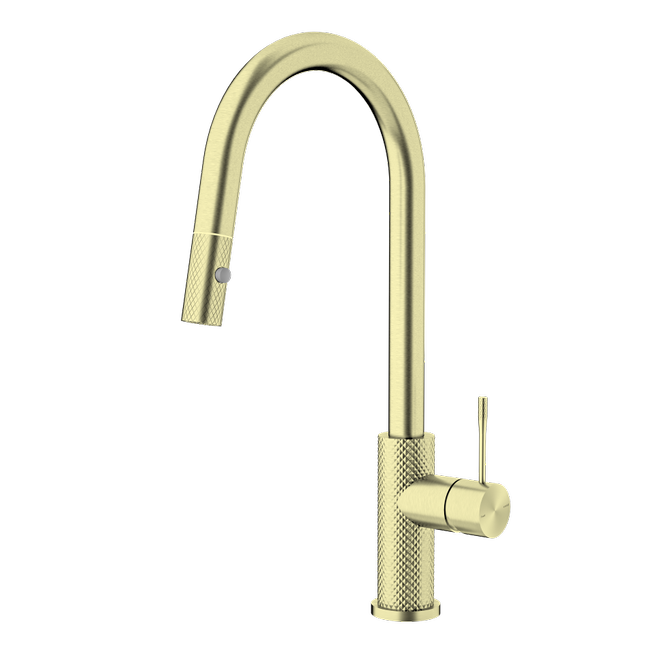 Nero Opal Pull out Sink Mixer with Vegie Spray Function Brushed Gold