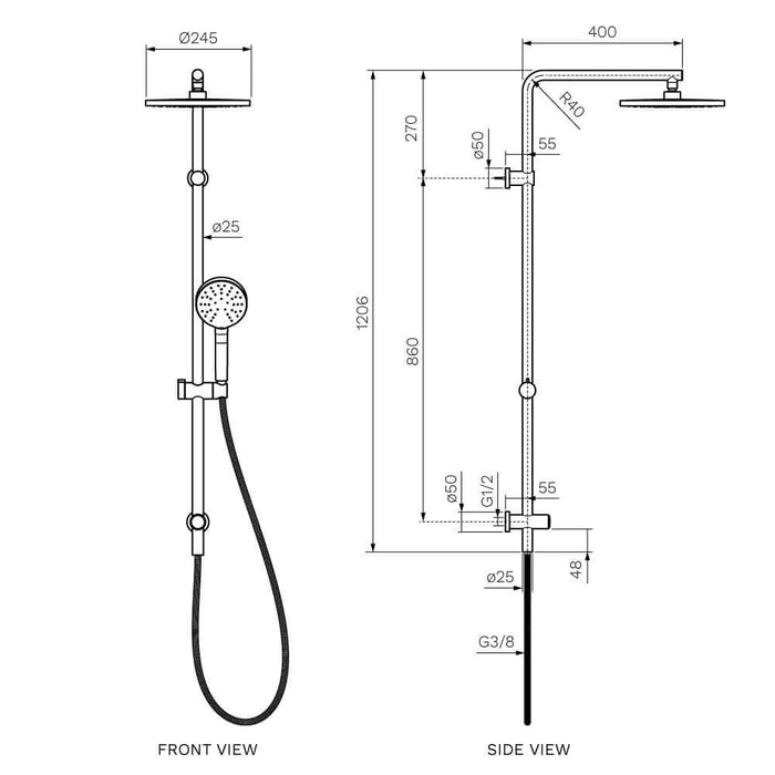 Parisi Envy II Shower Column with Sliding Hand Shower - Fucile