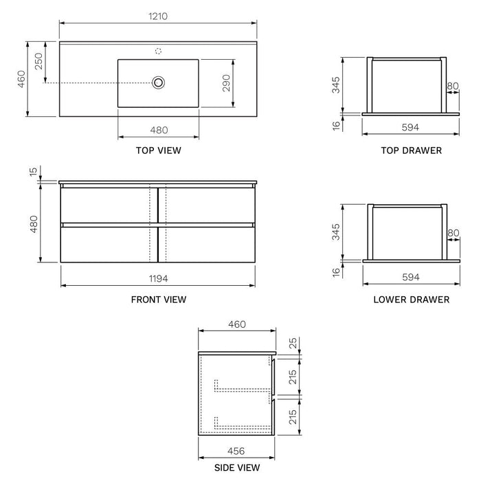 Pure Bianco Wall Cabinet with Ceramic Top