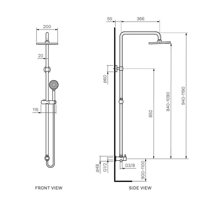 Parisi Envy Shower Column with Sliding Rail Chrome