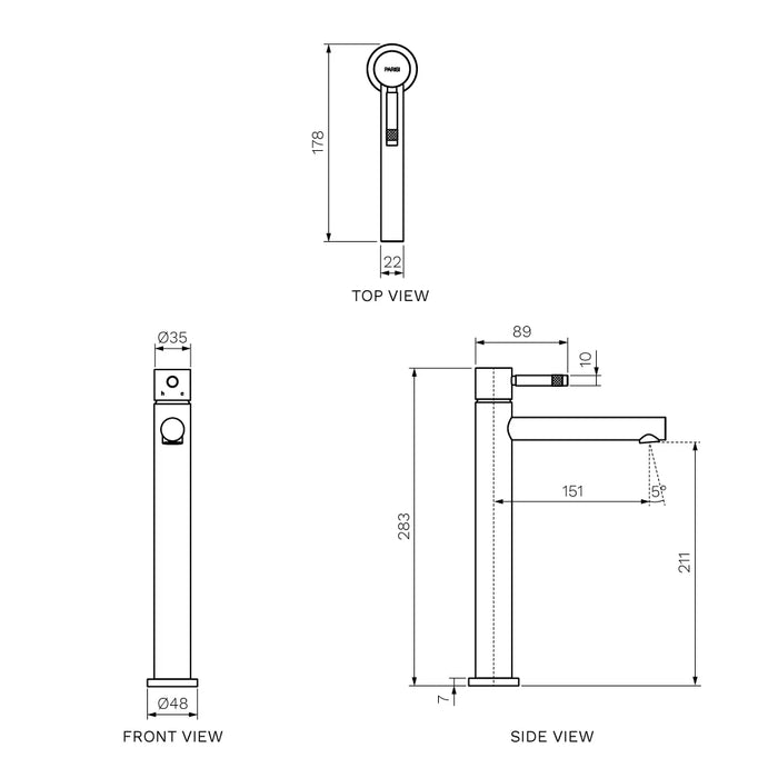 Tondo II Vessel Basin Mixer with Straight Spout