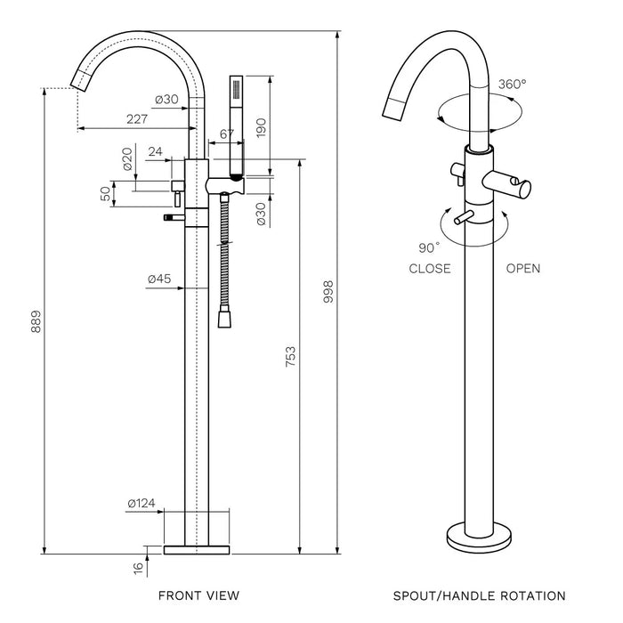 Tondo II Bath Filler with Hand Shower