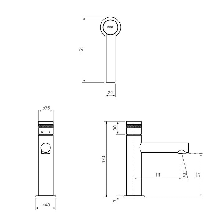 Todo II Basin Mixer with Straight Spout