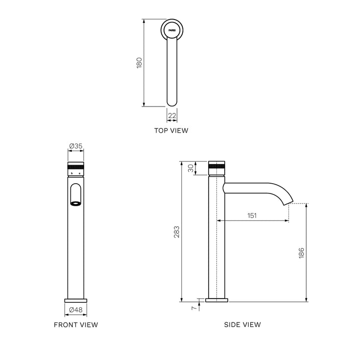 Todo II Vessel Basin Mixer with Curved Spout