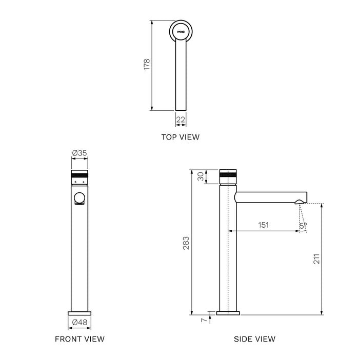 Todo II Vessel Basin Mixer with Straight Spout