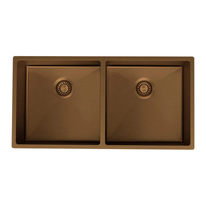 Quadro Sink Double Bowl Undermount/Topmount 865mm Brushed Bronze