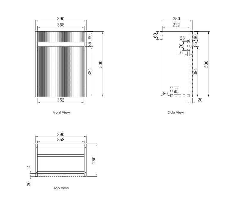 Mini Ensuite Vanity 400mm Sable Walnut Fluted Vanity (with Basin)