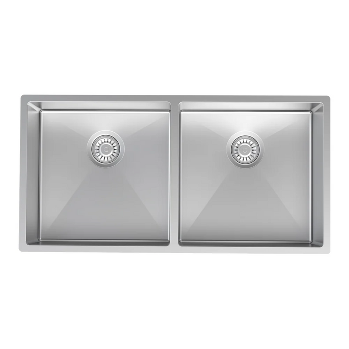 Quadro Sink Double Bowl Undermount/Topmount 865mm Stainless Steel