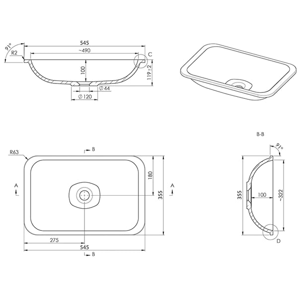 ADP Glory Solid Surface Under Counter Basin