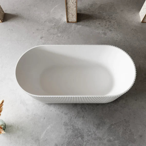 Cassa Design Fluted V-Groove Freestanding Bath 1500mm or 1700mm - Matt White