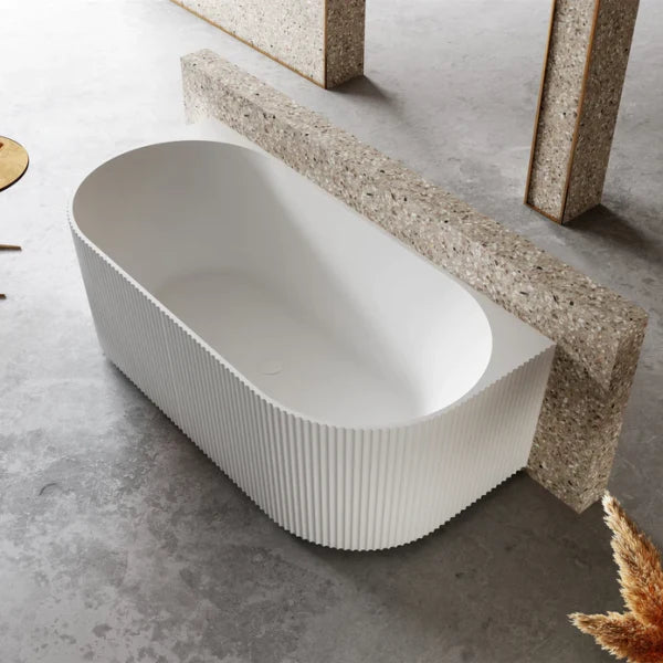 Cassa Design Fluted V-Groove 1700mm Back to Wall Bath - Matt White