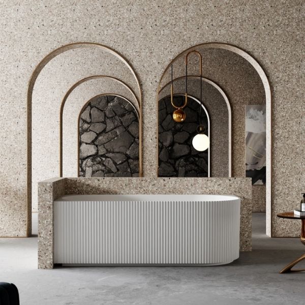 Cassa Design Fluted V-Groove Back to Corner 1500mm or 1700mm Bath Matt White