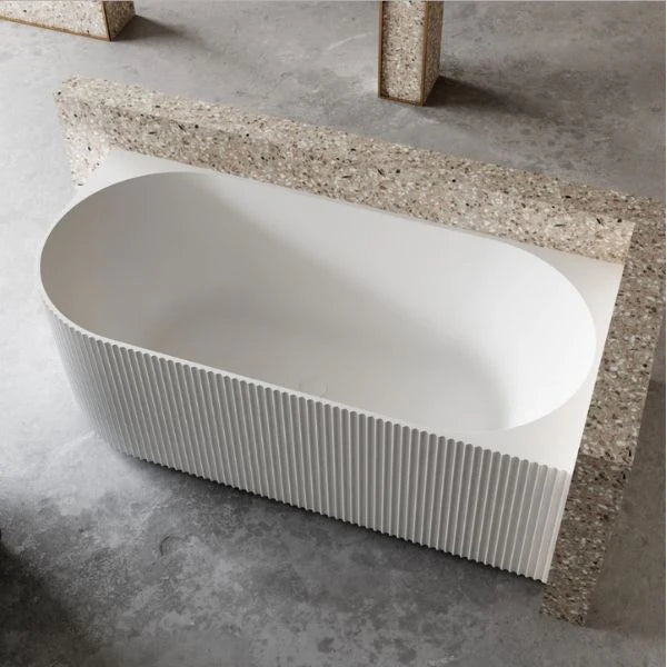 Cassa Design Fluted V-Groove Back to Corner 1500mm or 1700mm Bath Matt White