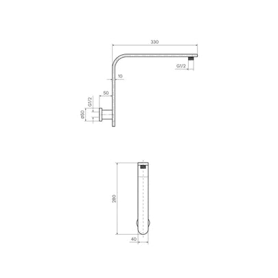 Parisi Elli II High Rise Wall Shower Arm Polished Chrome