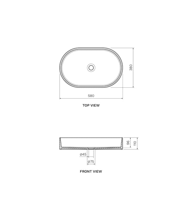 Fino Oval Solid Surface 58