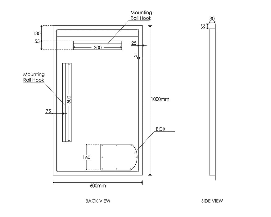 Otti Boston Led Rect Mirror 1000x600mm