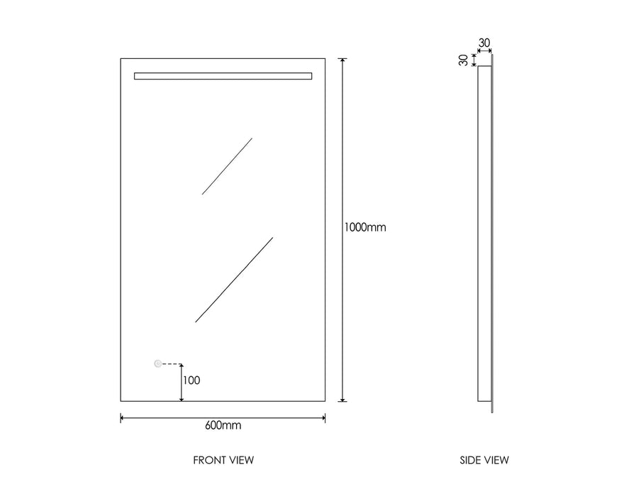 Otti Boston Led Rect Mirror 1000x600mm