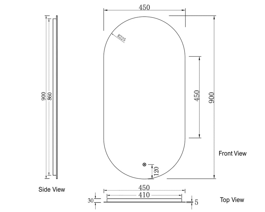 Otti Noosa LED Oval Mirror 900x450mm