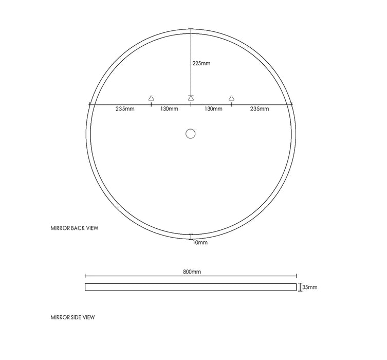 Otti Bronte Round Led Mirror With Bluetooth Speaker And Solid Surface Stone Frame 800mm