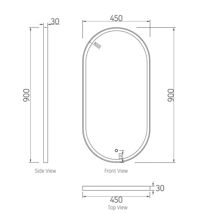 Otti Metal Framed Led Mirror Gold 900x450mm