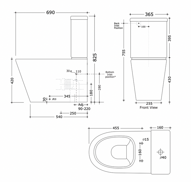 Manhattan Toilet Suite - Rimless