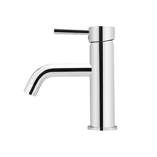 Meir Round Chrome Basin Mixer with Curved Spout