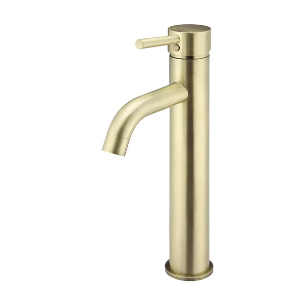 Meir Round Tall Tiger Bronze Basin Mixer with Curved Spout