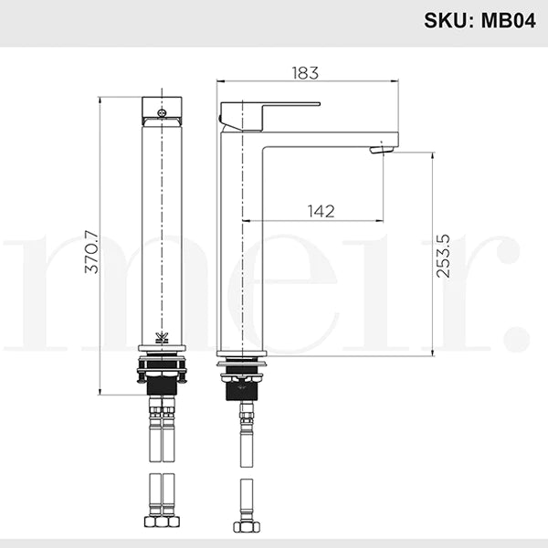 Meir Square Tall Matte Black Basin Mixer