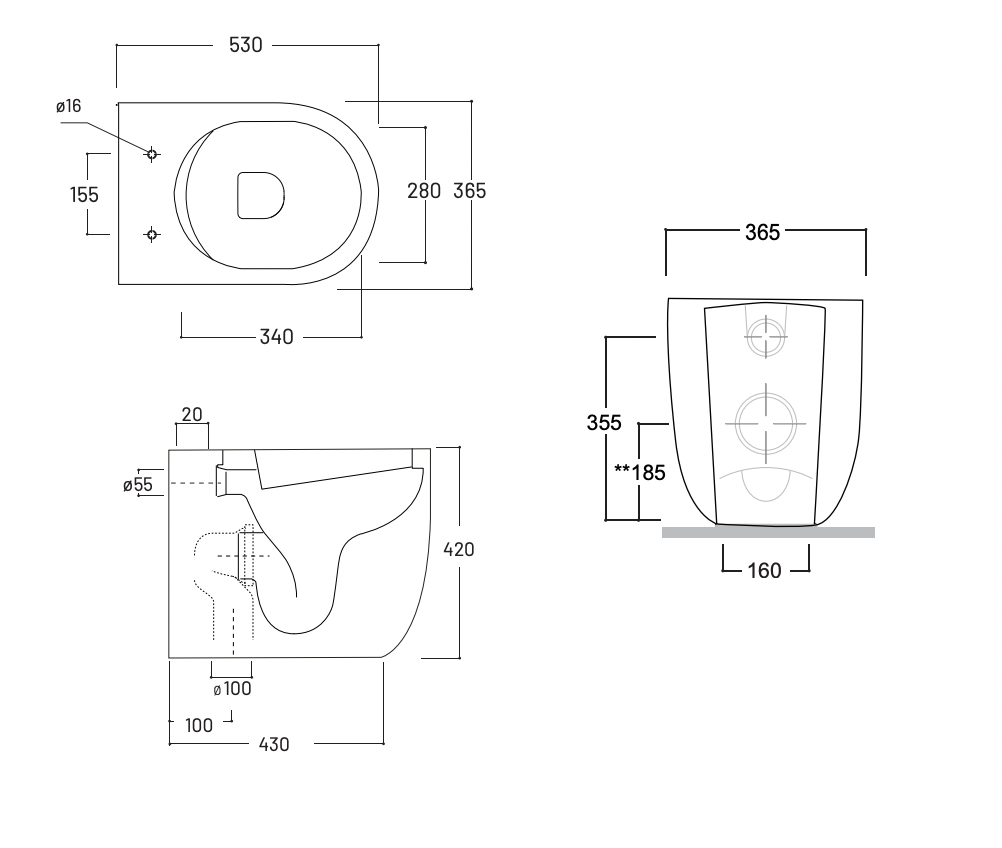 Milady Wall Faced Toilet Pan
